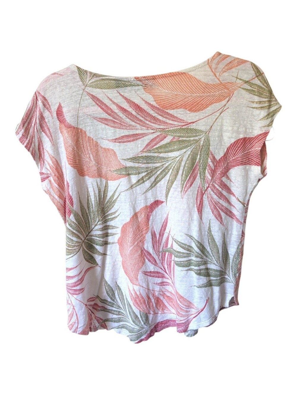 Tahari Linen Tropical Short Sleeve Tee Size Medium - Picture 3 of 4